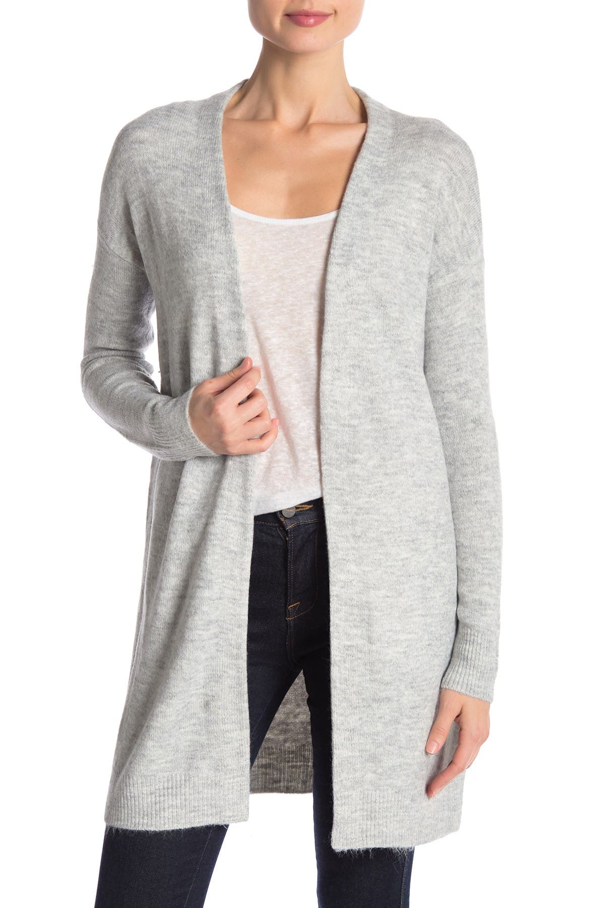 grey open front cardigan