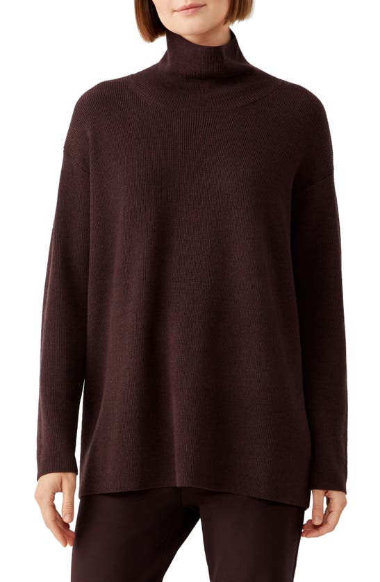 Eileen Fisher Merino Wool Turtleneck Sweater In Casis
