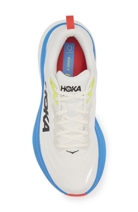 Shop Hoka Bondi 8 Running Shoe In Blanc De Blanc / Virtual Blue
