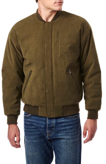 Shop Bernardo Classic Faux Suede Bomber Jacket In Olive
