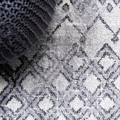 Jonathan Y Azmar Moroccan Geometric Distressed Area Rug In Ivory/black