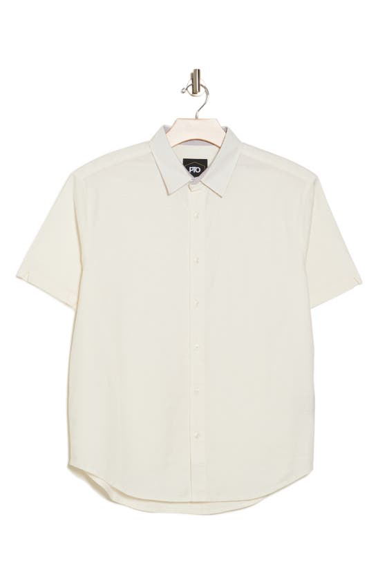 Shop Pto Island Short Sleeve Linen Blend Shirt In White