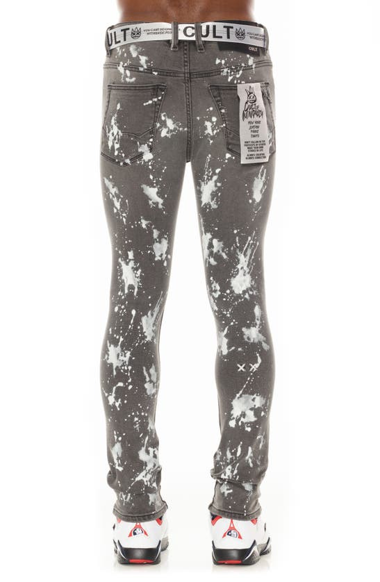 Cult Of Individuality Punk Belted Rip & Repair Super Skinny Jeans In Cinder