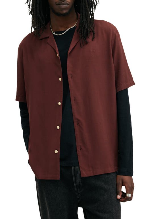 Shop Allsaints Venice Solid Camp Shirt In Moretti Red