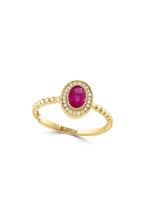 Shop Effy Ruby & Diamond Ring In Yellow Gold