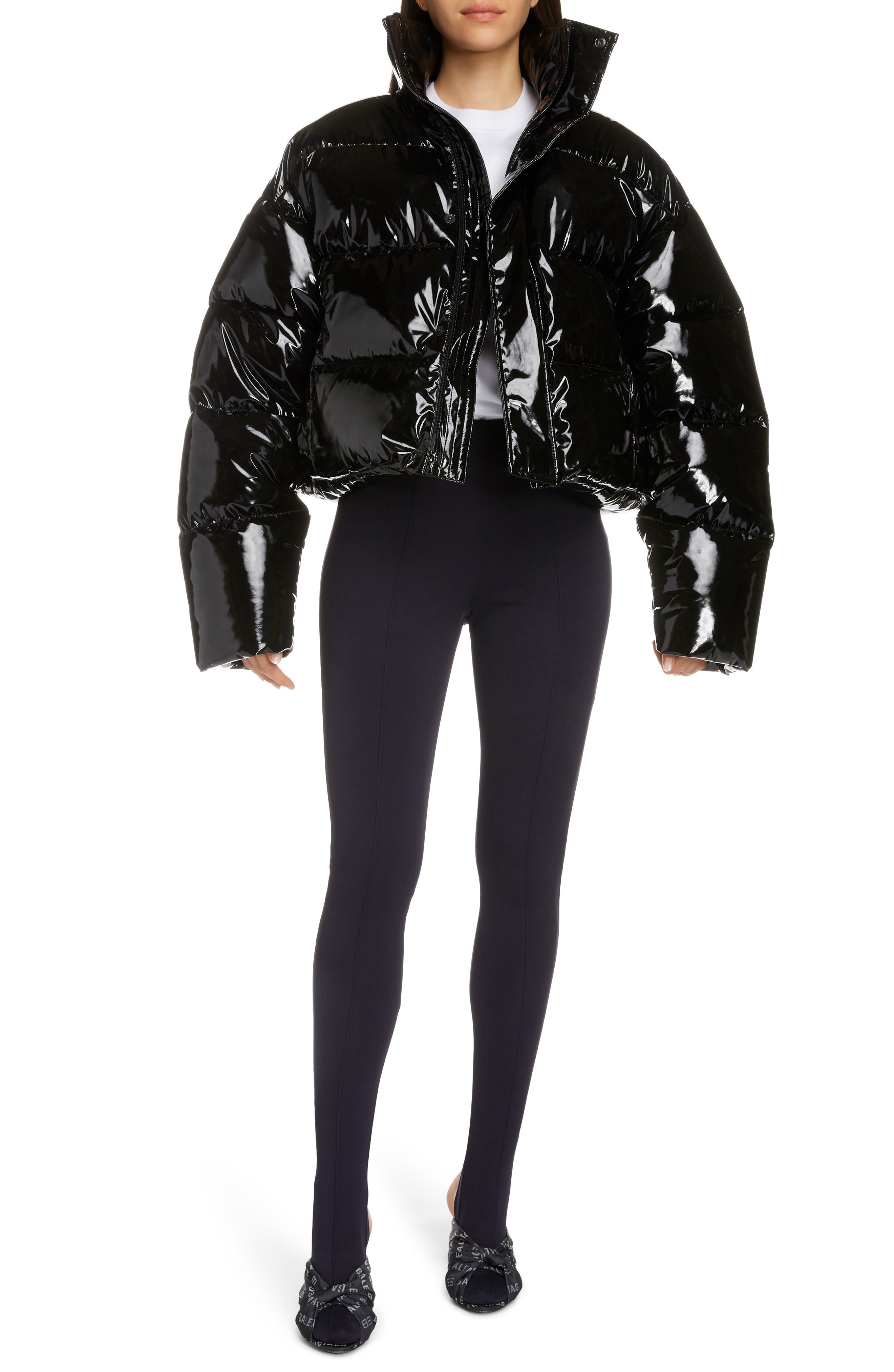 cropped vinyl puffer