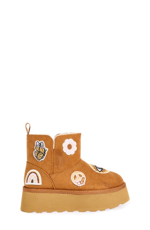 Shop Harper Canyon Kids' Ezra Patch Faux Fur Platform Bootie In Tan Chestnut