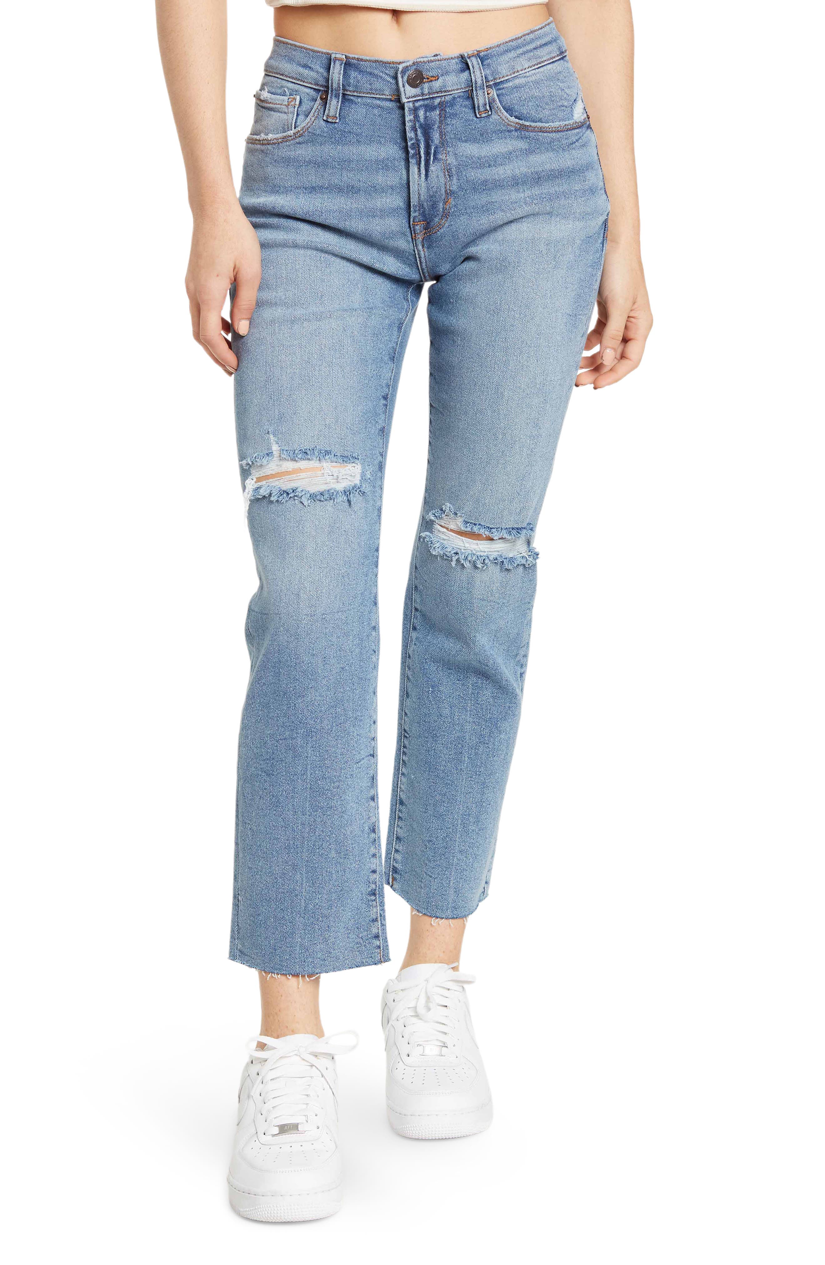 kensie High Rise Raw Hem Skinny Jeans 
