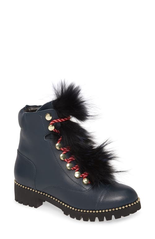 Trekker Boot with Genuine Shearling Trim in Midnight Leather