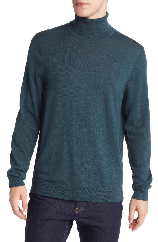 Nordstrom Washable Merino Crewneck Sweater In Teal Cyrus Melange