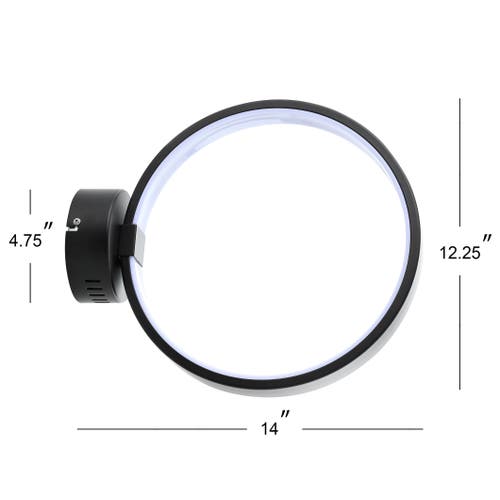 Jonathan Y Nathaniel Dimmable Integrated Led Metal Wall Sconce In Black