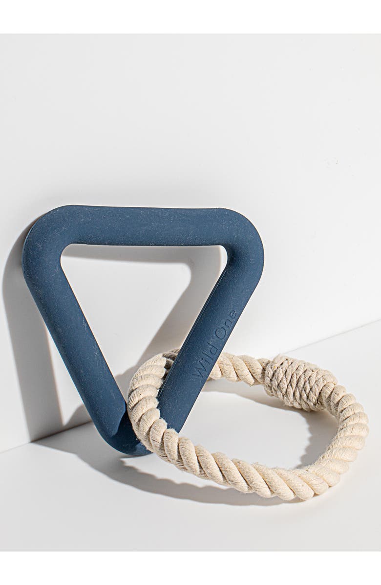 WILD ONE Triangle Tug Dog Toy, Main, color, NAVY