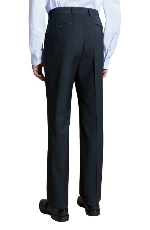 Shop Santorelli Flat Front Stretch Wool Dress Pants In Charcoal