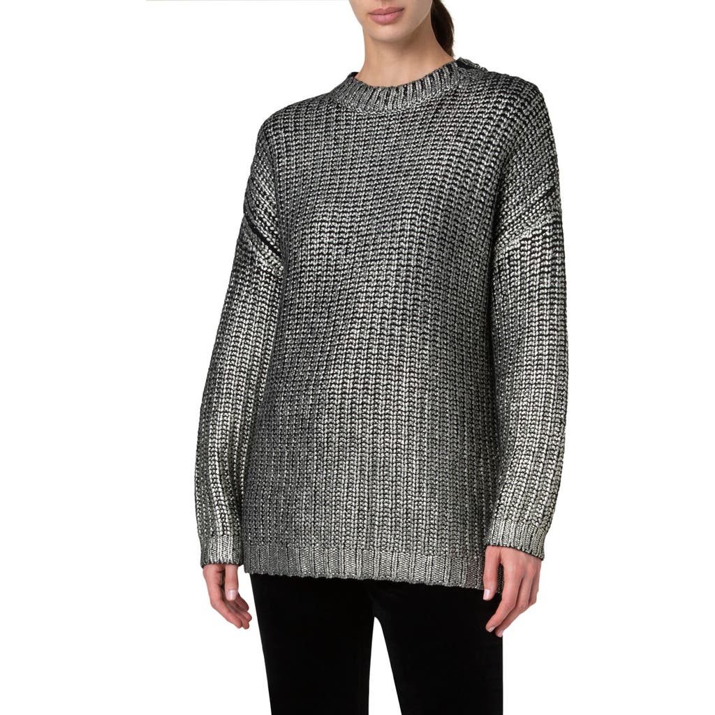 Akris Punto Oversize Laminated Shaker Stitch Sweater In Black-gold