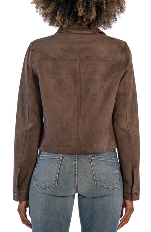 Shop Kut From The Kloth Matilda Crop Faux Suede Trucker Jacket In Almond