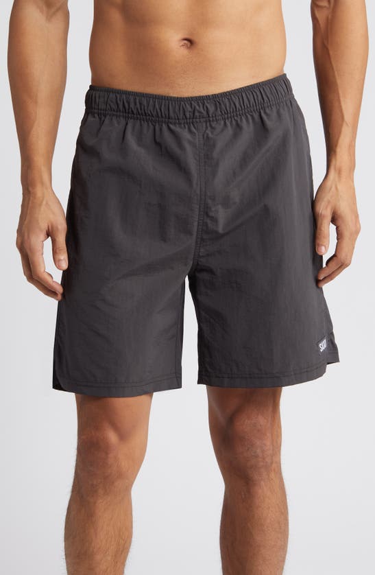 Shop Saxx Go Coastal 2n1 7-inch Swim Shorts In Faded Black