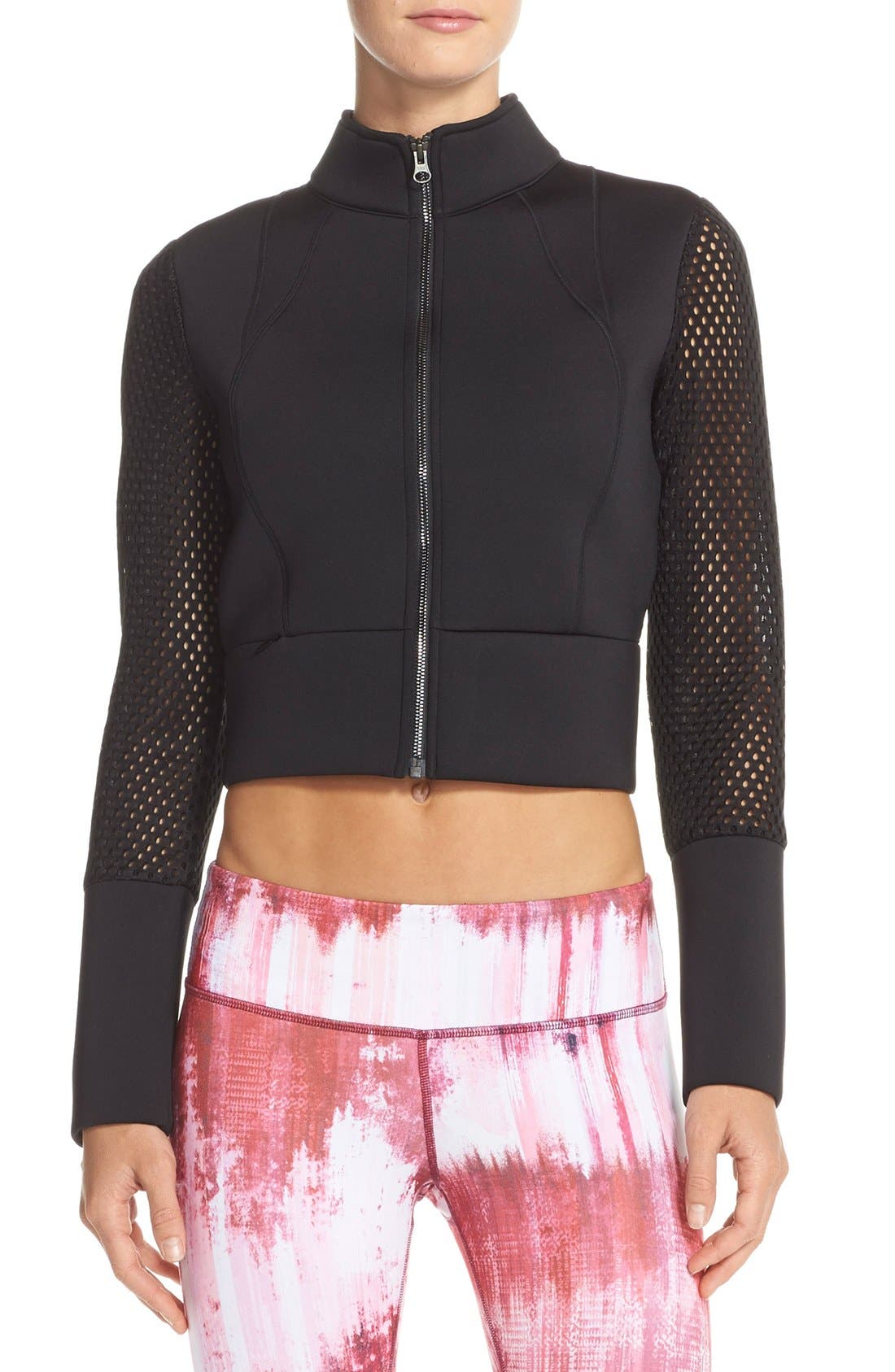 Alo Perforated Scuba Crop Jacket Nordstrom