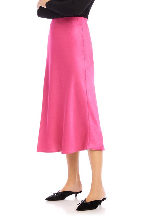 Fifteen Twenty Brielle Satin Midi Skirt In Bright Pink