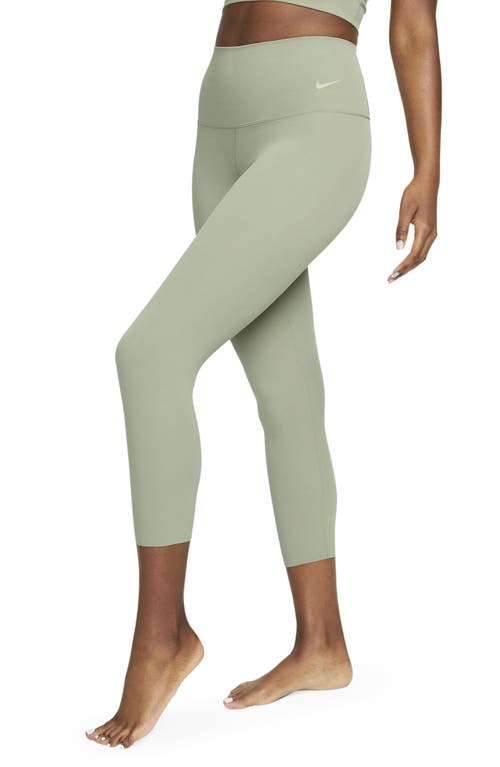 Nike Zenvy Gentle Support High Waist Crop Leggings In Oil Green/black