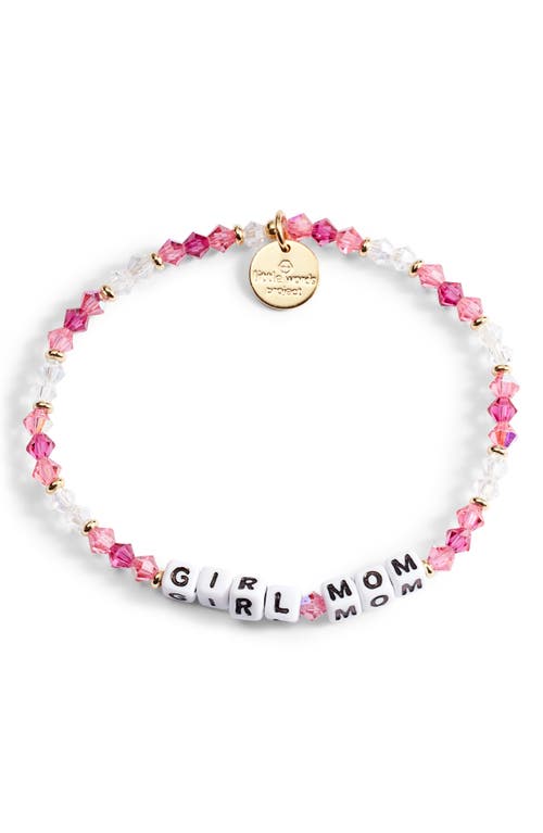 Little Words Project Girl Mom Beaded Bracelet in Orchid/White