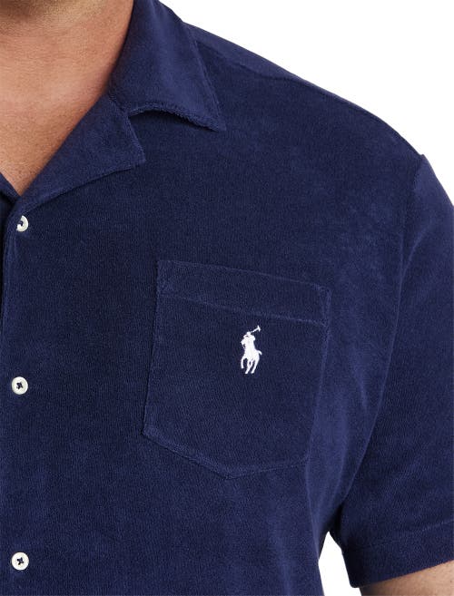 Polo Ralph Lauren Terry Camp Shirt in Newport Navy at Nordstrom, Size 4X-Large