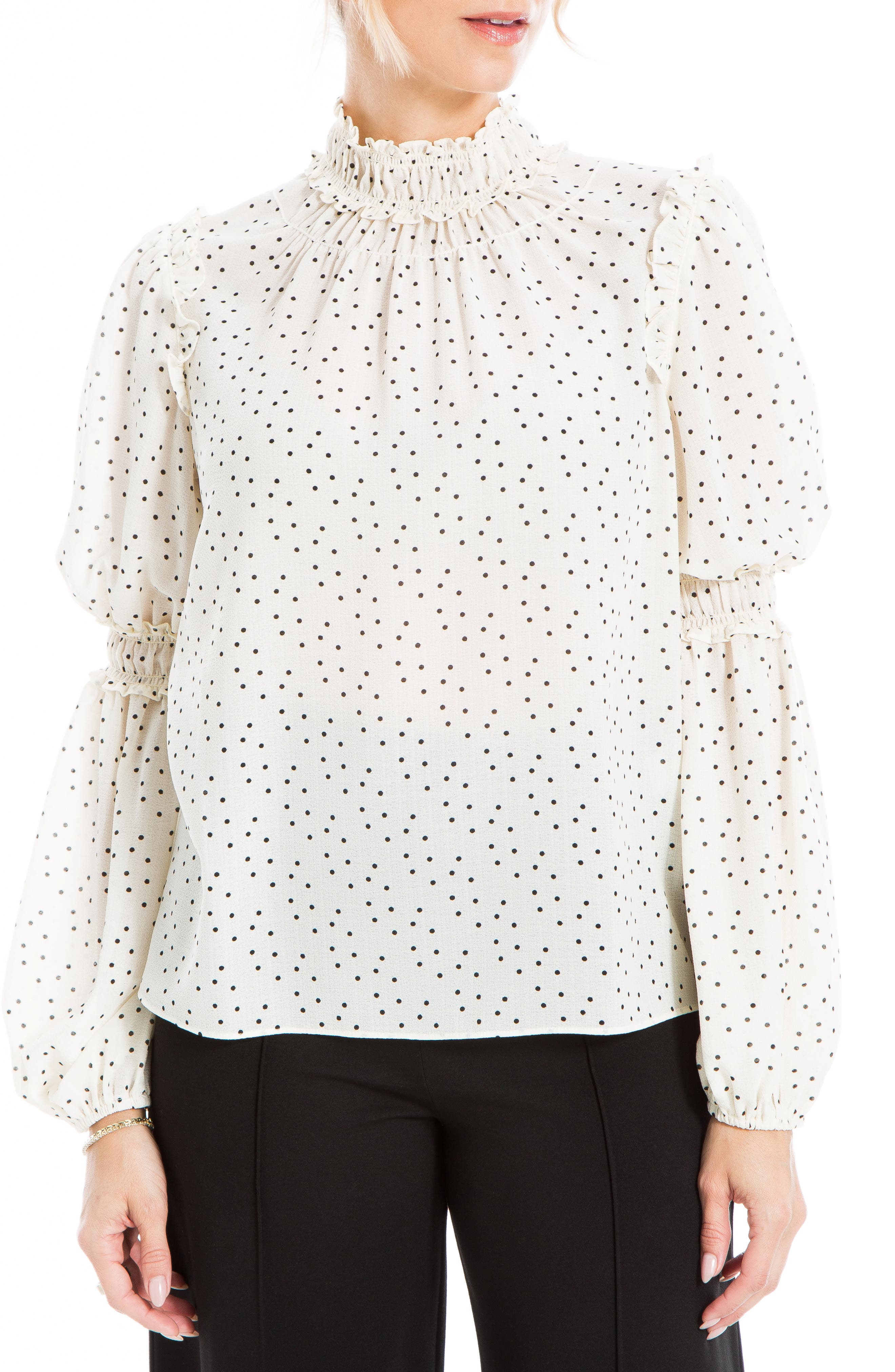 halogen ruffle neck blouse