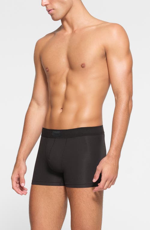 Shop Skims 3-pack 3-inch Cotton & Modal Blend Boxer Briefs In Onyx