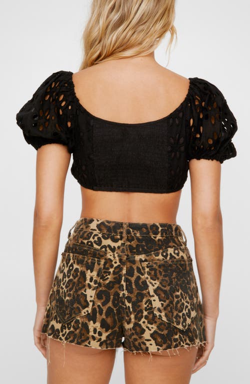 Shop Nasty Gal Eyelet Embroidered Cotton Crop Top In Black