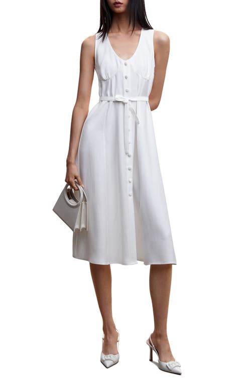 MANGO Sleeveless Button-Up Dress in White