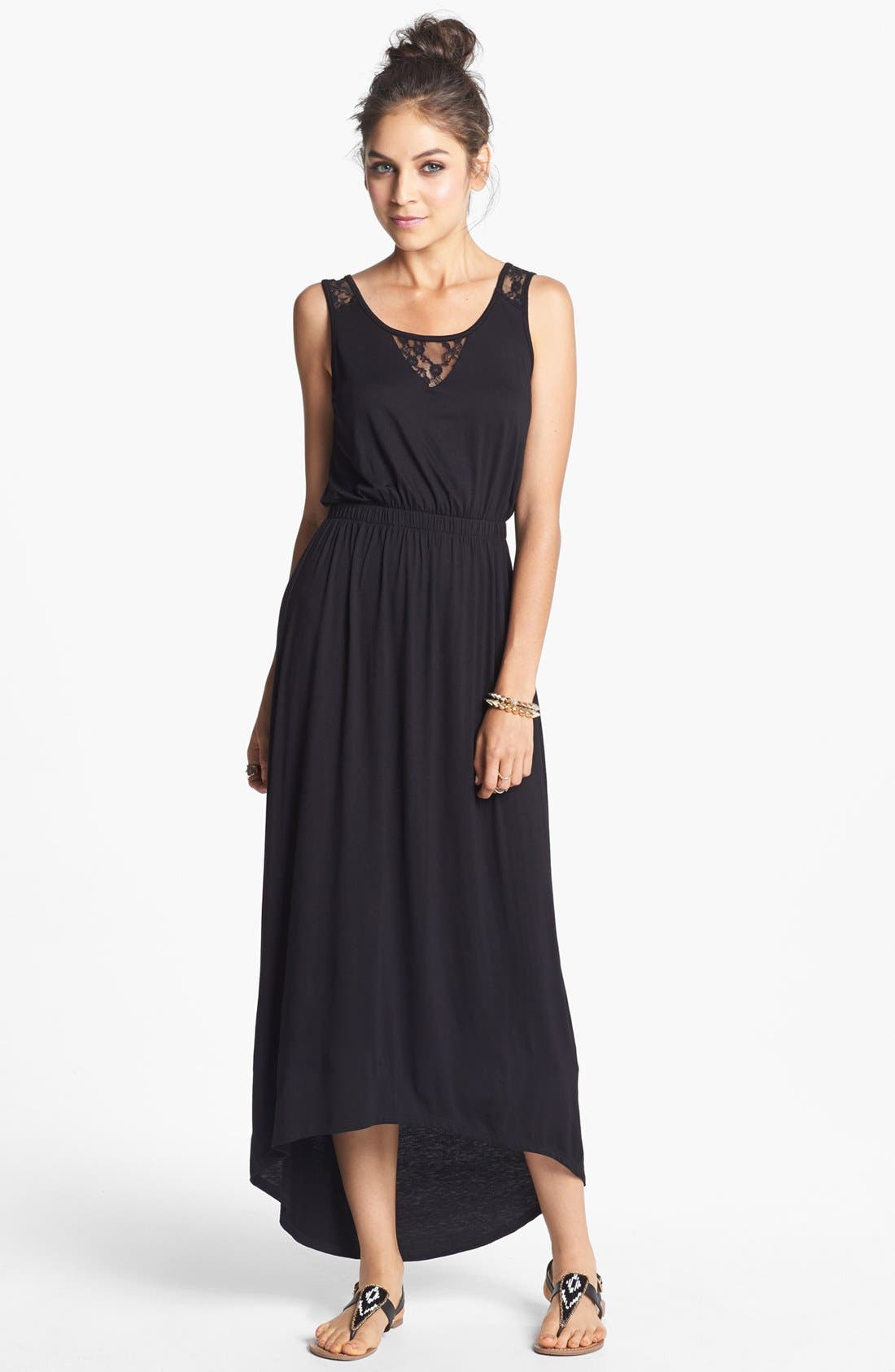 Lace Yoke Maxi Dress (Juniors) Nordstrom