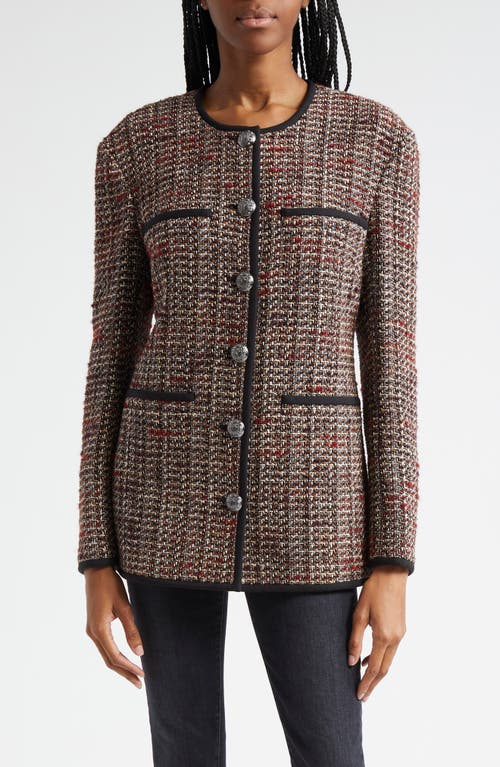 Shop Veronica Beard Watkins Tweed Dickey Jacket In Grey Multi