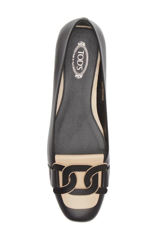 Tod's Link Ballet Flat In Nero/naturale