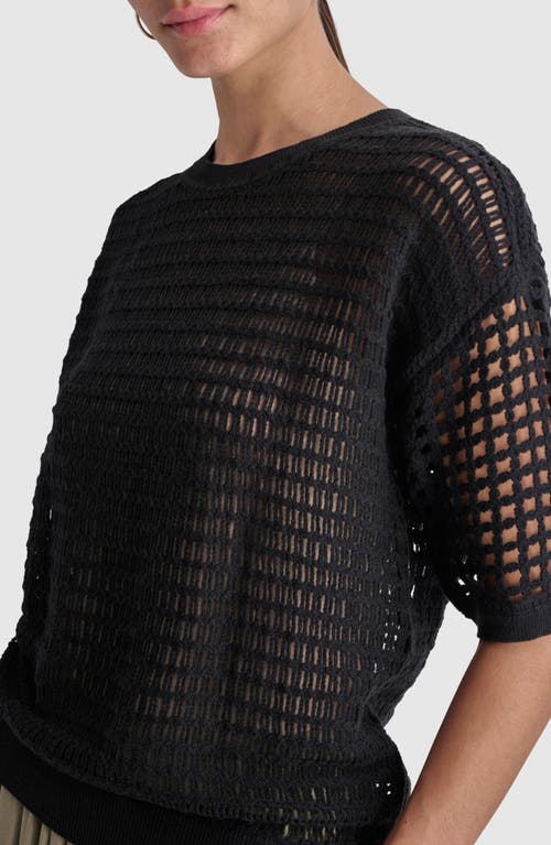 Dkny Open Stitch Sweater In Black