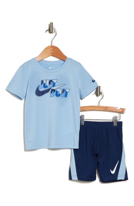 Shop Nike Kids' Drop Graphic T-shirt & Shorts Set In Blue Void