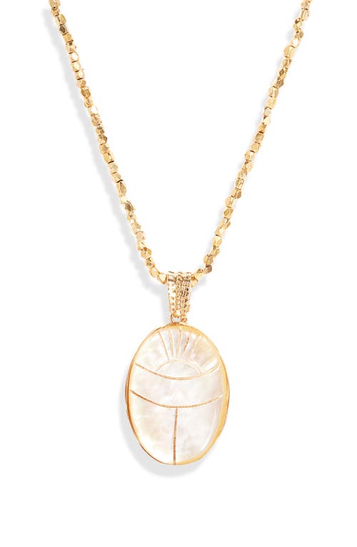 Shop Gas Bijoux Lucky Scarab Long Pendant Necklace In Gold/white