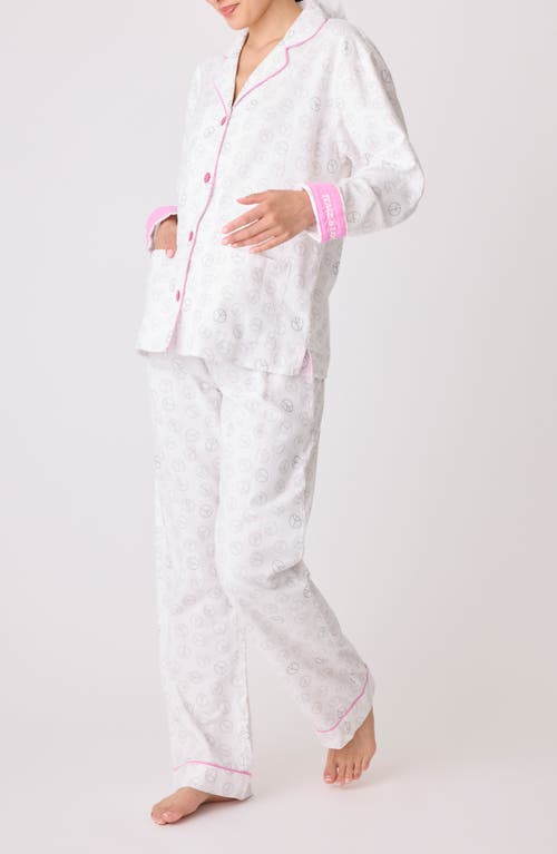 Shop Pj Salvage Print Cotton Flannel Pajamas In Ivory