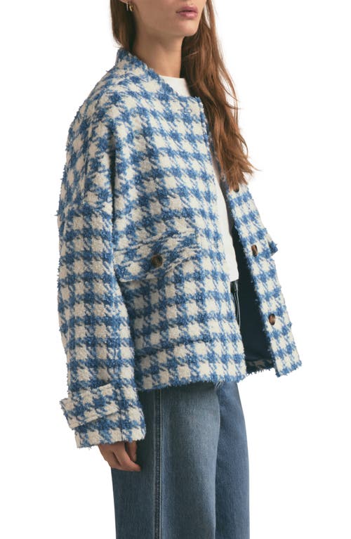 Favorite Daughter The Timeless Houndstooth Tweed Jacket In Blue Jay Houndstood