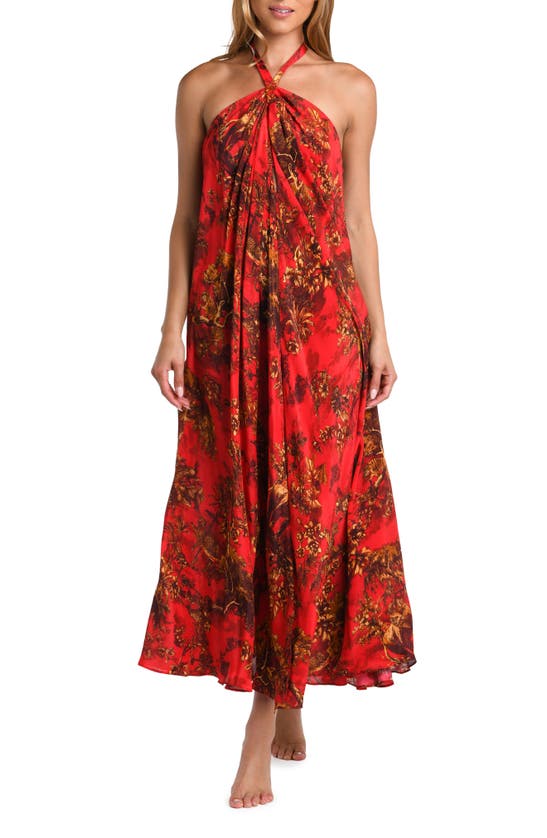 Shop L Agence L'agence Geneva Print Cover-up Dress In Scarlet