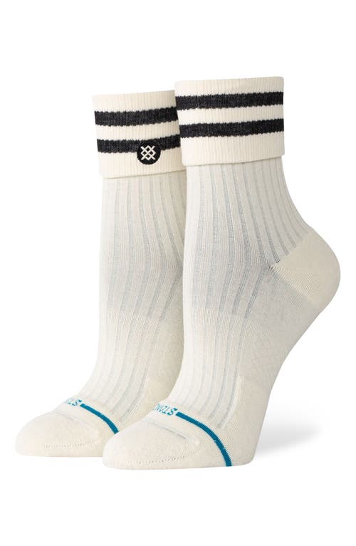 Shop Stance Stripe Roll Cuff Quarter Socks In Canvas