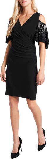 Chaus Cold Shoulder Wrap Front Dress | Nordstrom