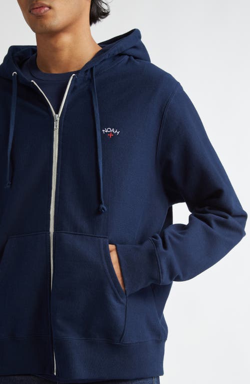 Shop Noah Lightweight Cotton Zip Hoodie In Navy