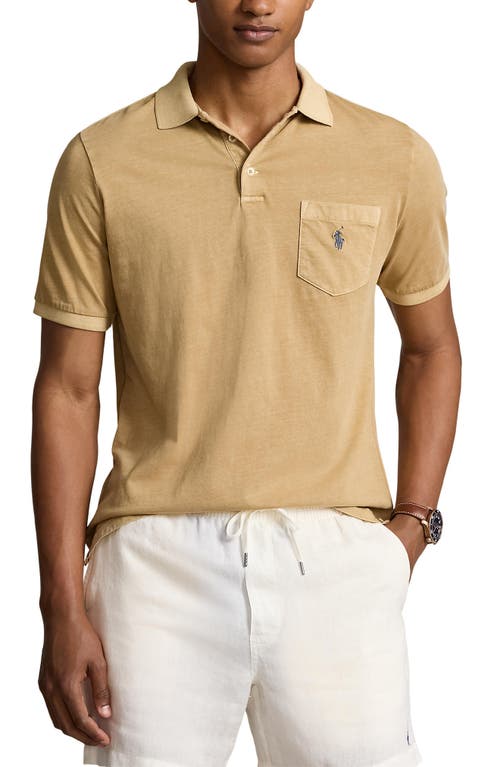 Relaxed Fit Interlock Pocket Polo in Classic Khaki