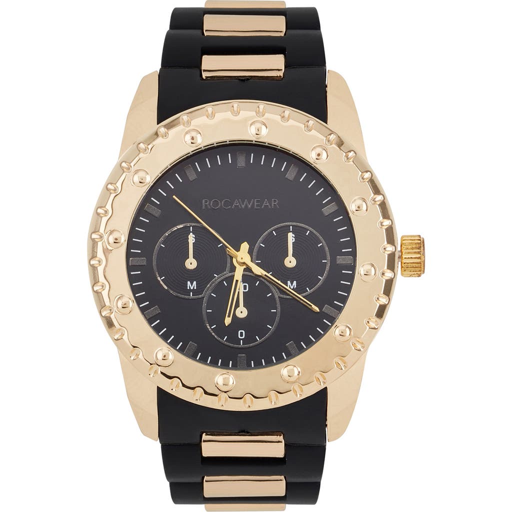 Shop I Touch Rocawear Analog Silicone Strap Watch, 51mm In Black/gold