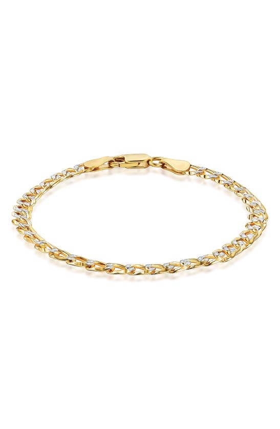 Best Silver Two-tone Flat Curb Link Bracelet In Gold