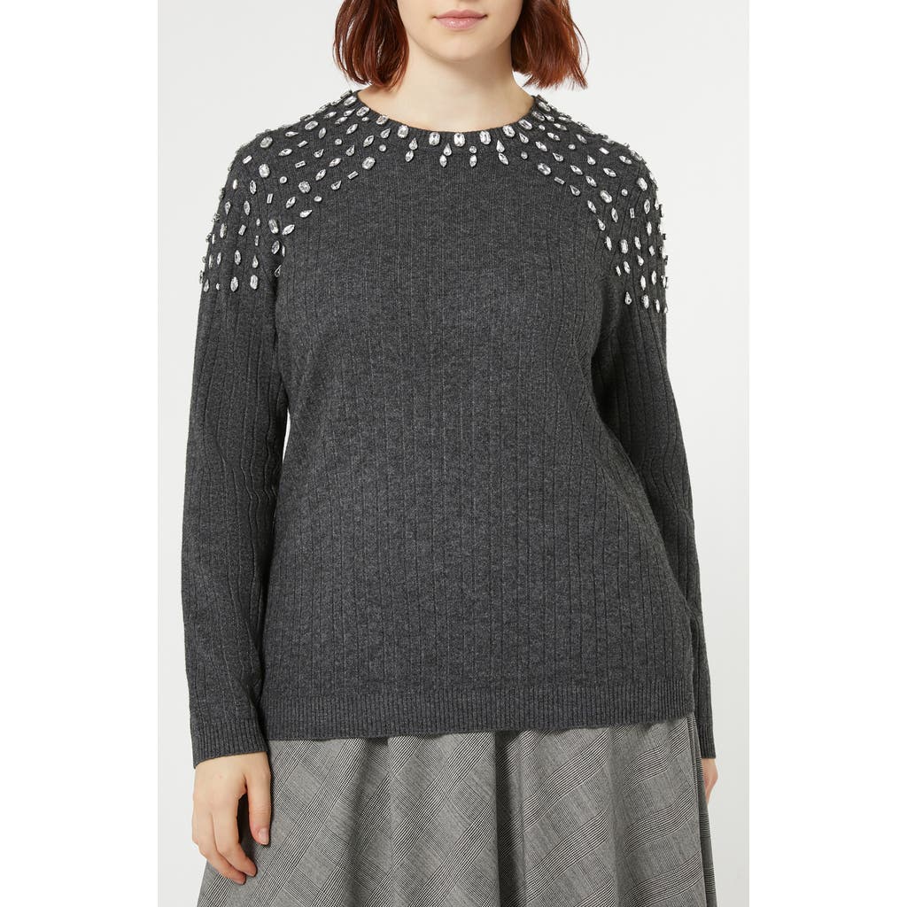 MARINA RINALDI MARINA RINALDI GIOTTO EMBELLISHED WOOL BLEND SWEATER