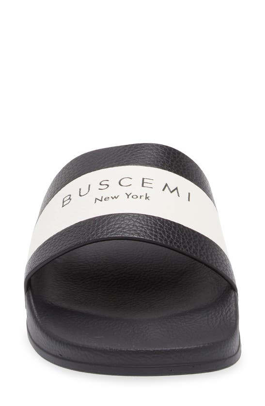 Shop Buscemi Logo Slide Sandal In Black/ White/ Black