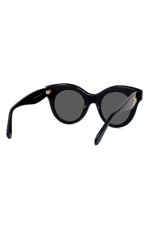 Shop Loewe Curvy 49mm Small Round Sunglasses In Shiny Black/smoke