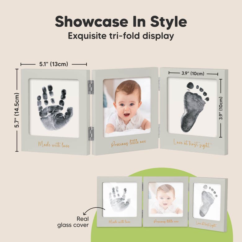 Shop Keababies Fond Clean Touch Inkless Hand And Footprint Frame In Cloud Gray/gold