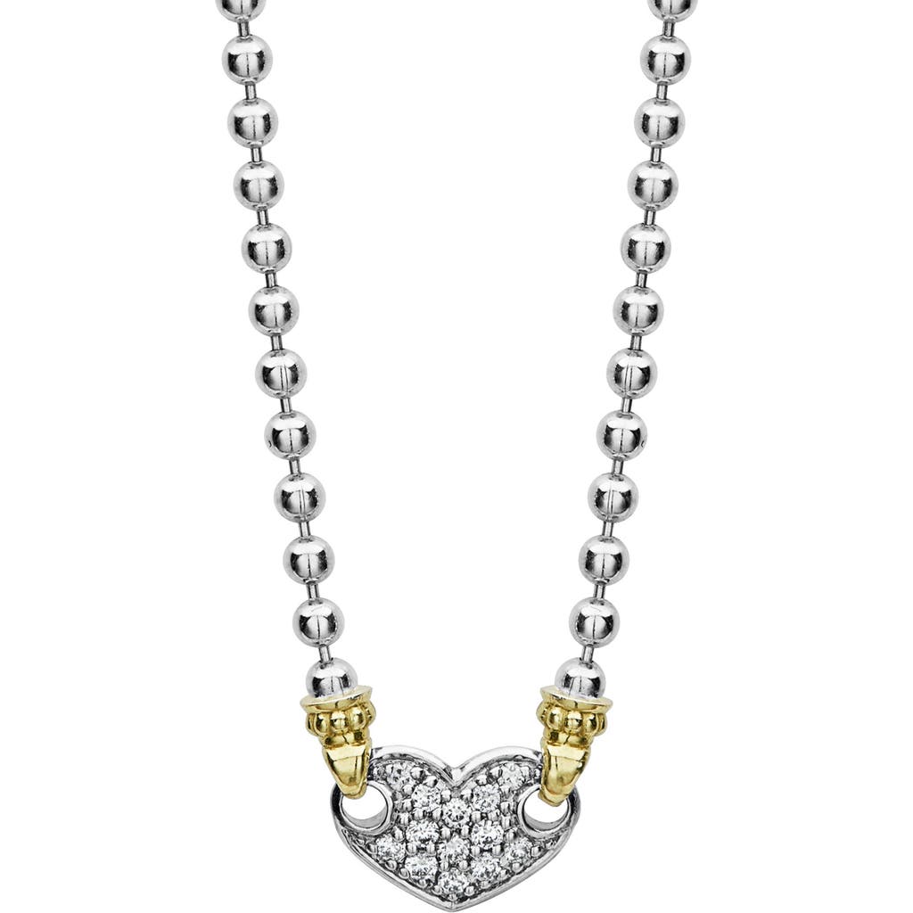 Lagos Beloved Diamond Pavé Heart Chain Necklace In Metallic