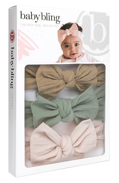 Baby Bling Bow Stretch Headband In Oak/sage/oatmeal